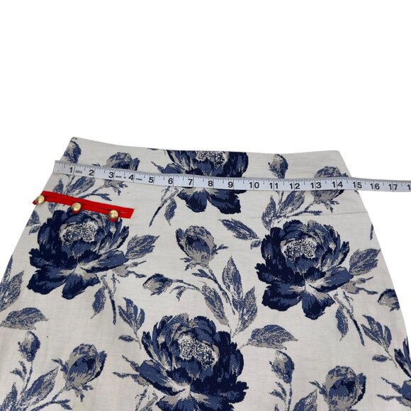 Eva Mendes Floral Blazer SZ 6 & Pencil Skirt SZ 0 Suit Set Off White/Blue/ Lined - Picture 13 of 16